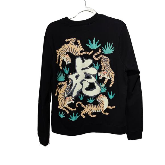 Blind Rooster Women's Sz M Black Tiger Crew Neck Sweatshirt Asian - Picture 4 of 6